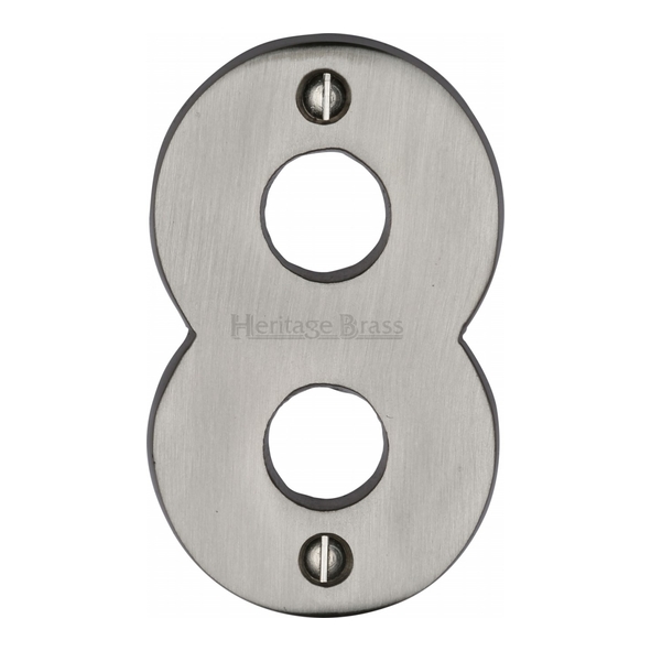 C1566 8-SN • 76mm • Satin Nickel • Heritage Brass Face Fixing Numeral 8